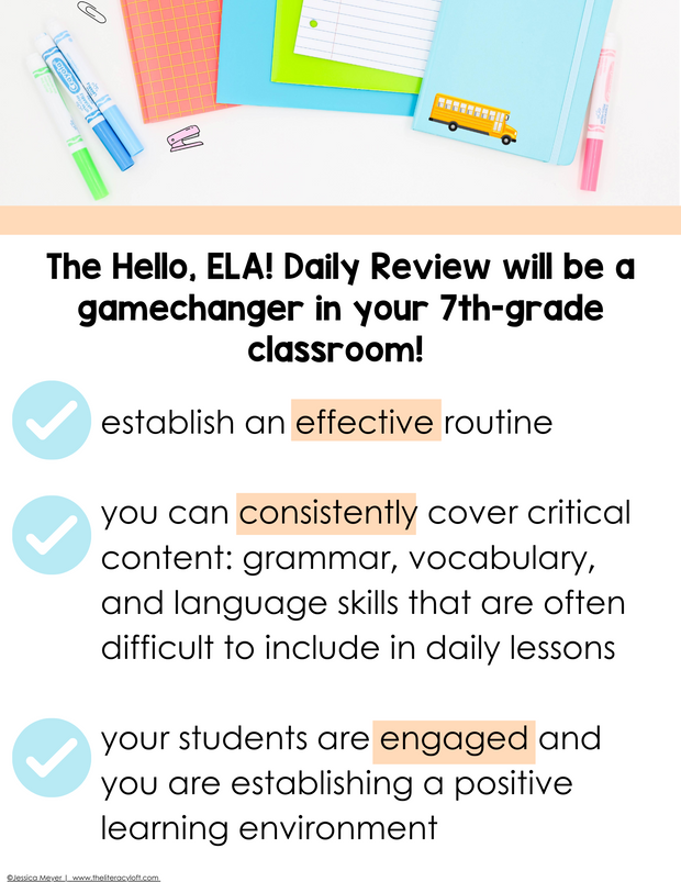 ELA Daily Review 7th Grade Bundle | Printable | Google Apps