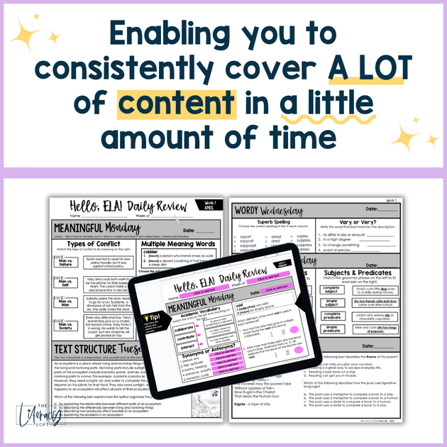 ELA Daily Review 6th & 7th Grade Bundle | Google Slides and Google For ...