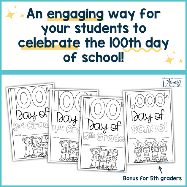 100th Day of School Math ELA Writing Prompts Coloring Pages 3rd 4th 5t ...