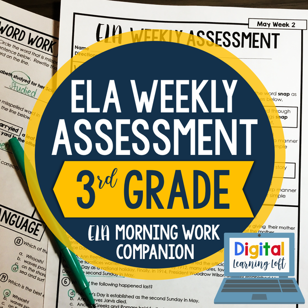 ELA Weekly Assessments 3rd Grade Printable Google Forms