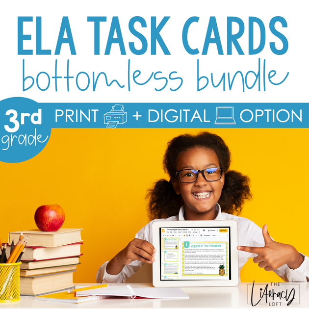ELA Task Cards Bottomless Bundle 3rd Grade I includes Google Slides I ...