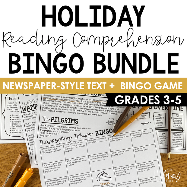 Reading Comprehension Bingo (Holiday Bundle)