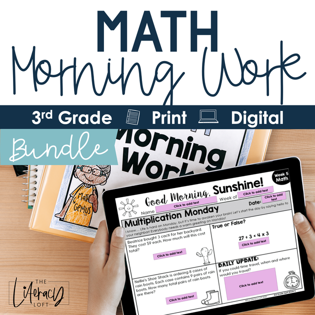 Math Morning Work 3rd Grade Bundle Printable Google Slides And