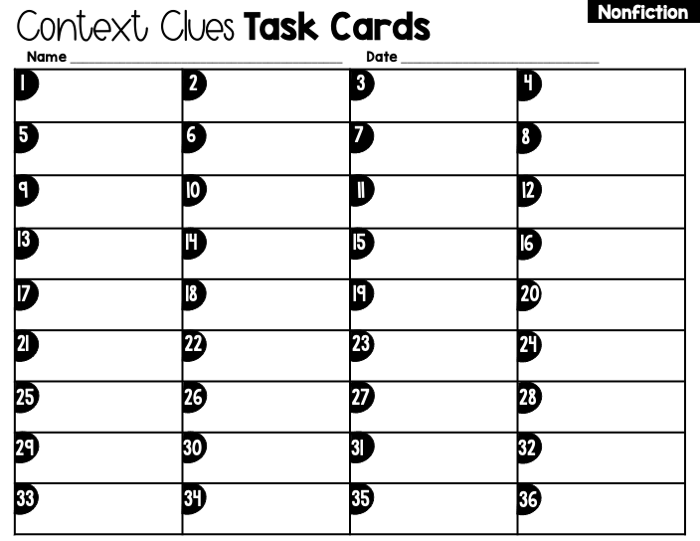 Context Clues Nonfiction Task Cards 4th Grade | Google Slides & Forms ...