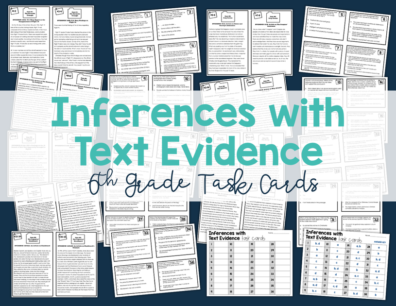 Inferences with Text Evidence Task Cards 6th Grade I Google Apps – The ...