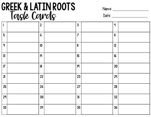 Greek and Latin Roots Task Cards 6th Grade | Distance Learning | Google Slides & Forms