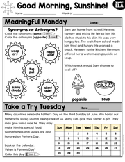 ELA Morning Work 1st Grade (June) | Distance Learning | Google Slides