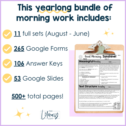 ELA Morning Work 3rd Grade (Bundle) | Printable | Google Apps