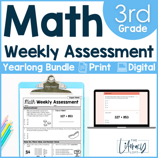 Math Weekly Assessments 3rd Grade | Printable | Google Forms