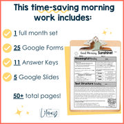 ELA Morning Work 4th Grade {September} | Distance Learning | Google Slides