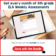 6th Grade ELA Reading Comprehension Morning Work Assessment Winter Review - Dec