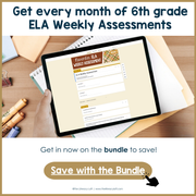 6th Grade ELA Reading Comprehension November Morning Work Assessment Daily Review
