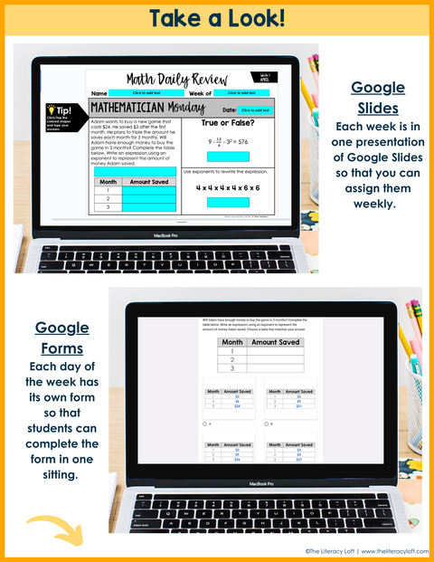 ELA + Math Daily Review 6th Grade {The Bundle} | Distance Learning | Google Slides