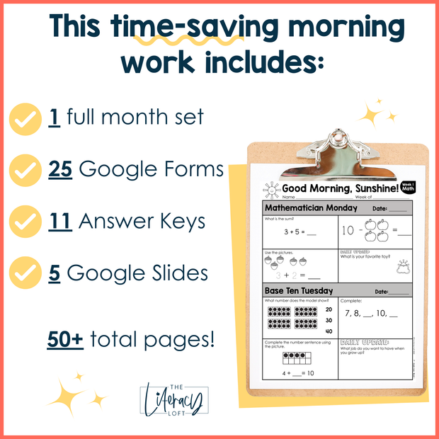 Math Morning Work 1st Grade {September} | Distance Learning | Google Apps