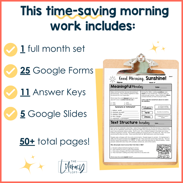 ELA Morning Work 3rd Grade {September} | Distance Learning | Google Slides and Forms