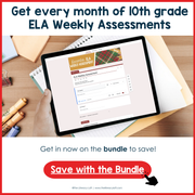 10th Grade ELA Reading Comprehension Morning Work Assessment Winter Review - Dec