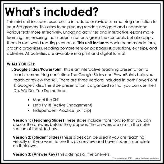 3rd Grade Summarizing Nonfiction Text Fun Reading Comprehension Passages Unit