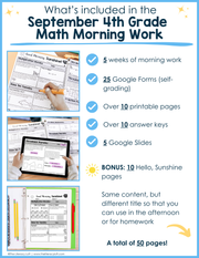 Math Morning Work 4th Grade {September} | Distance Learning | Google Apps