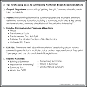 4th 5th Grade Summarizing Nonfiction Text Reading Comprehension Passages Unit