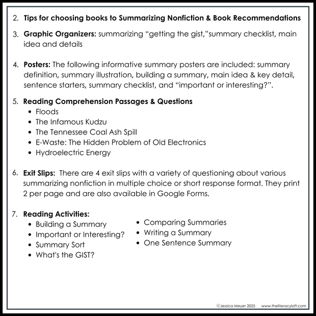 4th 5th Grade Summarizing Nonfiction Text Reading Comprehension Passages Unit