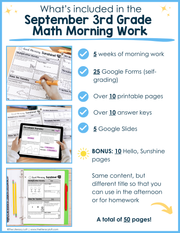 Math Morning Work 3rd Grade {September} | Distance Learning | Google Apps