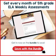 5th Grade ELA Reading Comprehension Morning Work Assessment Winter Review - Dec