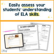 9th Grade ELA Reading Comprehension October Morning Work Assessment High School