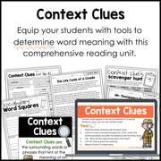 4th 5th Grade Context Clues Reading Comprehension Unit Vocabulary Worksheets Graphic Organizers Posters