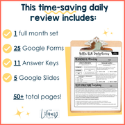 ELA Daily Review 8th Grade {September} | Distance Learning | Google Slides and Forms