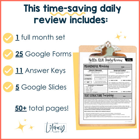 ELA Daily Review 8th Grade {September} | Distance Learning | Google Slides and Forms