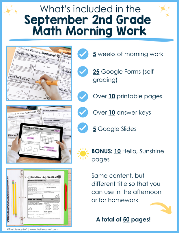 Math Morning Work 2nd Grade {September} | Distance Learning | Google Apps