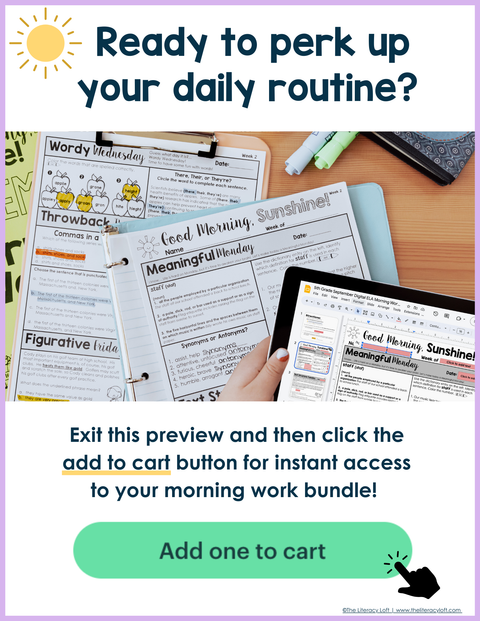 ELA Morning Work 5th Grade (The Bundle) | Distance Learning | Google Slides