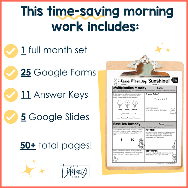 Math Morning Work 3rd Grade {September} | Distance Learning | Google Apps