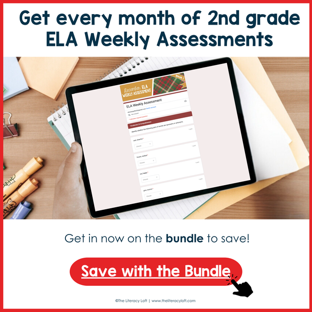 2nd Grade ELA Reading Comprehension Morning Work Assessment Winter Review - Dec