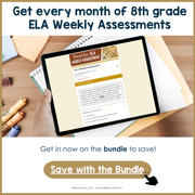8th Grade ELA Reading Comprehension November Morning Work Assessment Daily Review