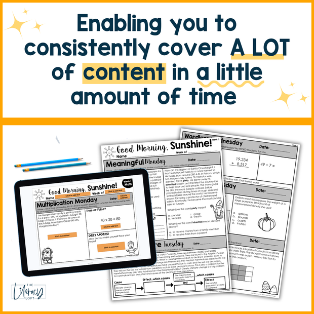 4th Grade ELA and Math Morning Work and Weekly Assessments Bundle