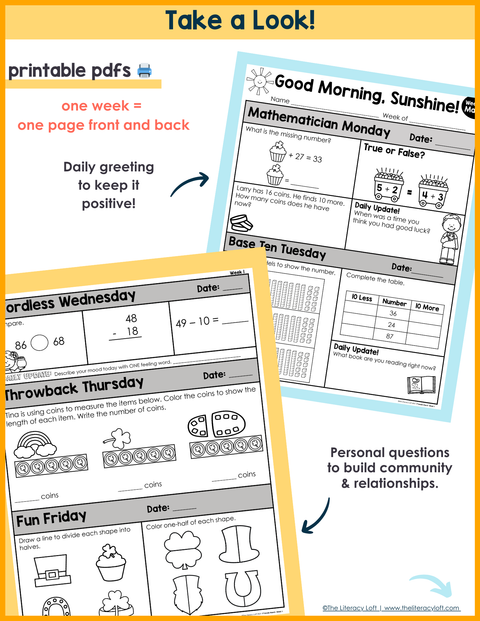 ELA + Math Morning Work 1st Grade {The Bundle} | Distance Learning | Google Slides