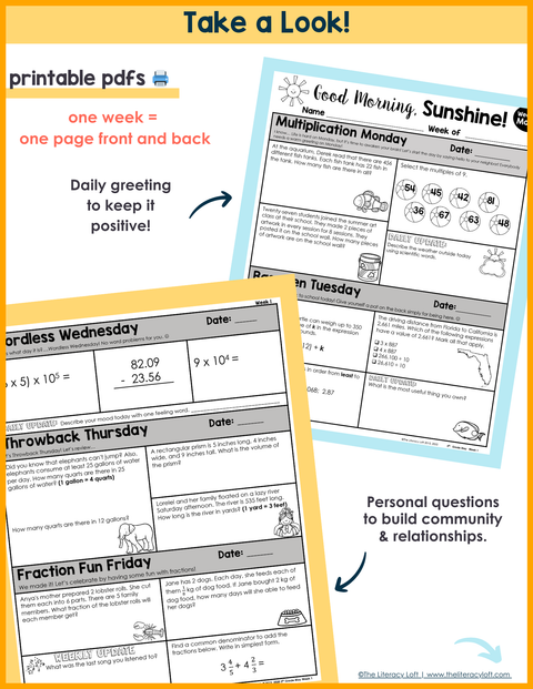 ELA + Math Morning Work 5th Grade {The Bundle} Google Slides + Forms