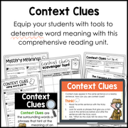 3rd Grade Context Clues Reading Comprehension Unit Vocabulary Worksheets Graphic Organizers Posters