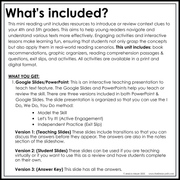 4th 5th Grade Context Clues Reading Comprehension Unit Vocabulary Worksheets Graphic Organizers Posters
