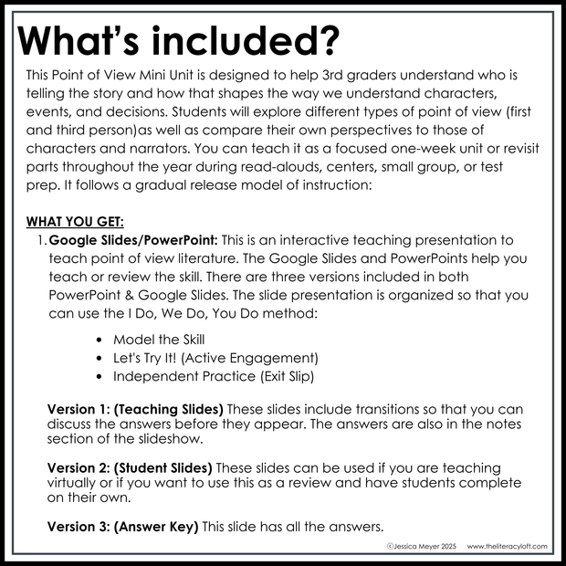 3rd Grade Point of View Worksheets Reading Comprehension Passages Fun Mini Unit