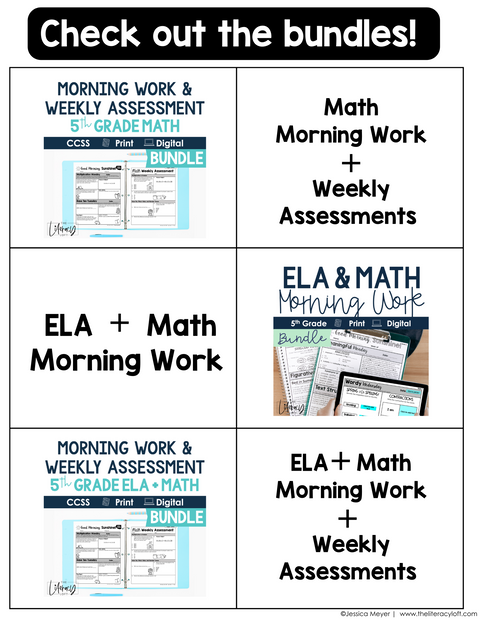 Math Morning Work 5th Grade Bundle | Printable | Google Slides and Forms