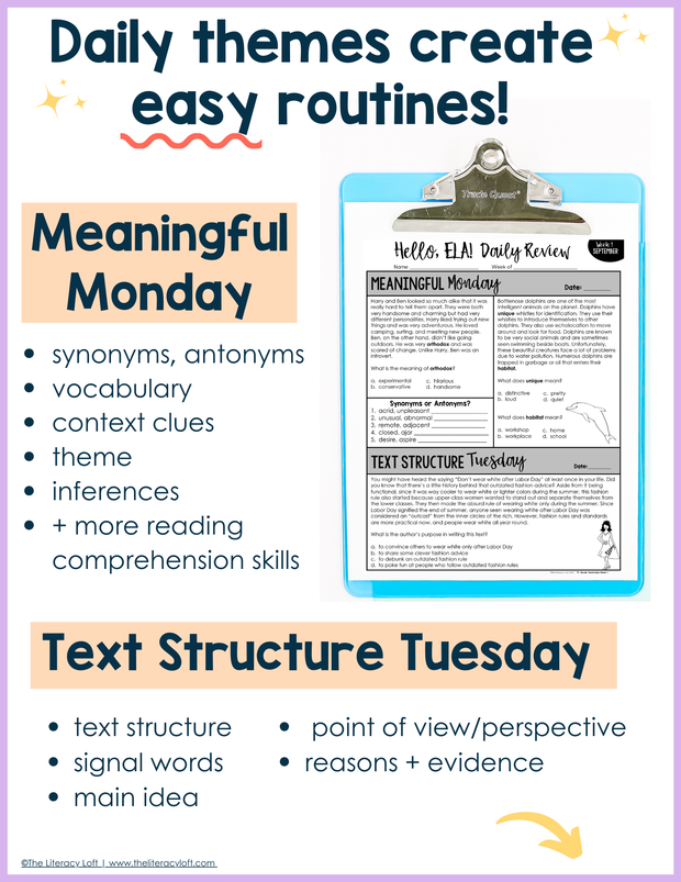 ELA Daily Review 7th Grade {September} | Distance Learning | Google Slides and Forms