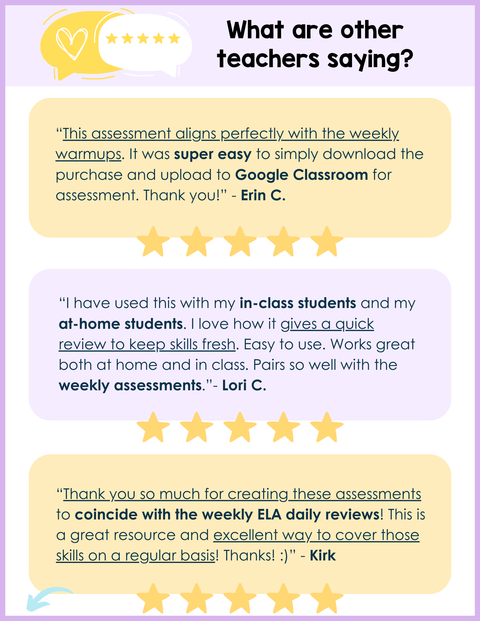 6th-8th Grade ELA Daily Review and Weekly Assessment Bundle