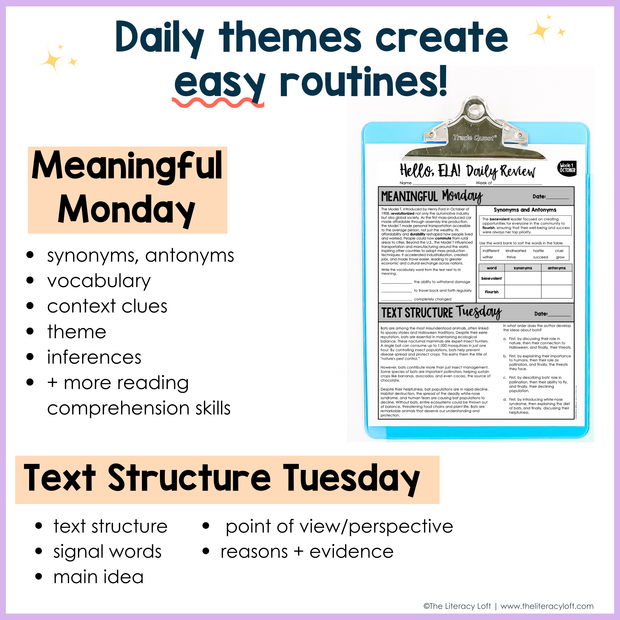 9th-10th Grade ELA Daily Review & Assessment Reading Comprehension Bundle High School
