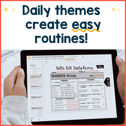 ELA Daily Review 8th Grade {September} | Distance Learning | Google Slides and Forms