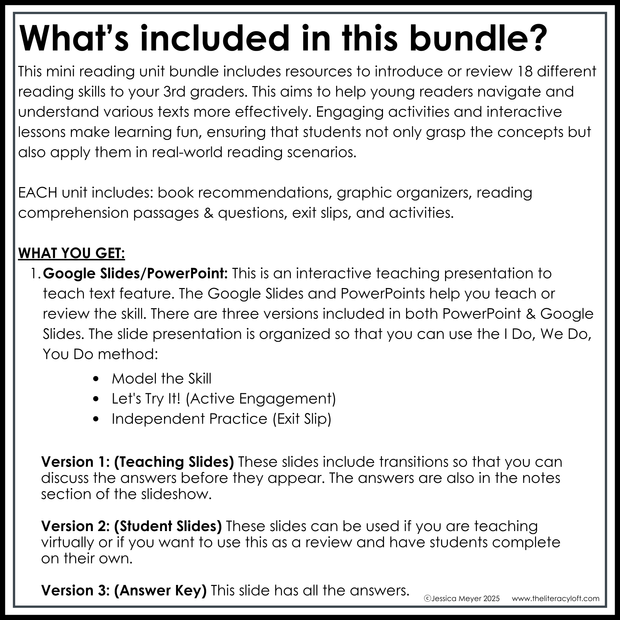 3rd Grade Reading Comprehension Mini Unit Bundle Worksheets Activities Exit Tickets Posters