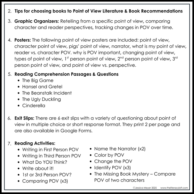 3rd Grade Point of View Worksheets Reading Comprehension Passages Fun Mini Unit