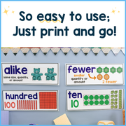 3rd 4th Grade Math Review Word Wall Vocabulary Posters Fun Decor Cards ESL