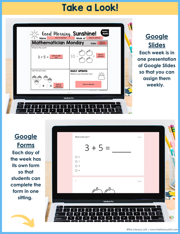 Math Morning Work 1st Grade {September} | Distance Learning | Google Apps